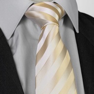 SILK 100% Ecru hodvábna žakárová kravata GOLD kj41 SILK 100% Ecru hodvábna žakárová kravata GOLD kj41