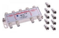 SPLITTER anténny rozbočovač pre 8 TV + PLUG F 9 ks SPLITTER anténny rozbočovač pre 8 TV + PLUG F 9 ks