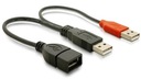 Dvojkábel typu Y 2x USB AM - USB AF 20 cm