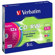VERBATIM CD-RW DISK 700MB x12 FAREBNÝ 5ks SERL VERBATIM CD-RW DISK 700MB x12 FAREBNÝ 5ks SERL