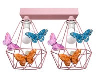 Stropná stropná lampa BUTTERFLY 2 pink diamonds pre dievčatá Stropná stropná lampa BUTTERFLY 2 pink diamonds pre dievčatá