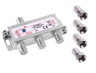 SPLITTER anténny rozbočovač pre 3 TV + PLUG F 4 ks SPLITTER anténny rozbočovač pre 3 TV + PLUG F 4 ks