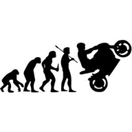Nálepka s evolúciou motorkára na motorku Nálepka s evolúciou motorkára na motorku