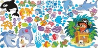 NÁLEPKY NA STENU RYBA Pirát Sada 4 ks 140x70 cm NÁLEPKY NA STENU RYBA Pirát Sada 4 ks 140x70 cm