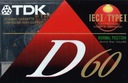 Audiokazeta TDK D60 Type I vyrobená v Japonsku