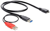 Kábel typu Y microUSB - 2x USB 3.0 k mechanike 50cm