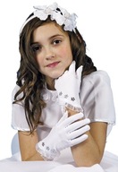 rukavičky na prijímanie, dievčenské biele rukavičky
