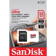 SANDISK ULTRA MICROSDHC UHS-I 32GB + ADAPTÉR 80MB/s