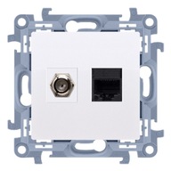 ANTÉNNA ZÁSUVKA F + RJ45 pre biely rám Simon 10 ANTÉNNA ZÁSUVKA F + RJ45 pre biely rám Simon 10