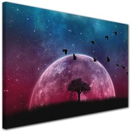 Obraz na plátne MOON VTÁKY STROM SKY Obraz na plátne MOON VTÁKY STROM SKY