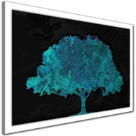 Obraz na plátne TYRKYSOVÝ STROM biely rám Obraz na plátne TYRKYSOVÝ STROM biely rám