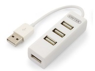 Malý biely 4-portový USB 2.0 HUB pre notebook