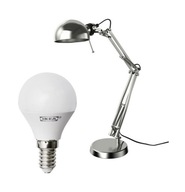IKEA FORSA Poniklovaná stolná lampa + ŽIAROVKA IKEA FORSA Poniklovaná stolná lampa + ŽIAROVKA