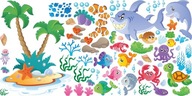 RYBY Nálepky na stenu Ocean Sada 5 ks 140x70 cm RYBY Nálepky na stenu Ocean Sada 5 ks 140x70 cm