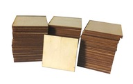 Štvorce, drevené figúrky na scrapbooking, 5 cm, 100 ks