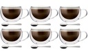 Termálne poháre, šálky na kávu s dvojitou stenou, cappuccino s lyžičkami x6