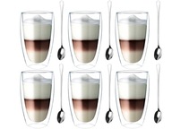 Termálne šálky s dvojitými stenami na kávu Latte s lyžičkami 6 ks Termálne šálky s dvojitými stenami na kávu Latte s lyžičkami 6 ks
