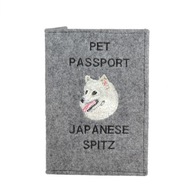 Japonský špic Vyšívaný obal na pas Japonský špic Vyšívaný obal na pas