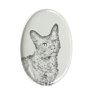 Cat LaPerm. Keramický náhrobný suvenír