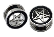 Oceľový tunel PENTAGRAM kovový 10mm Oceľový tunel PENTAGRAM kovový 10mm