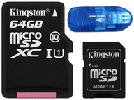 KINGSTON MICRO SD KARTA 64GB cl10 UHS + SD ČÍTAČKA