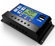 Regulátor nabíjania 20A PWM solárny 12V 24V LCD USB