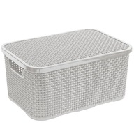 Ratanový kôš s vekom, 10L, sivý Ratanový kôš s vekom, 10L, sivý