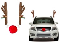 Vianočná dekorácia na auto so sobími rohmi