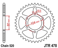 JT zadné ozubené koleso JTR478.43 JT zadné ozubené koleso JTR478.43