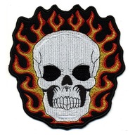Náplasť na motorku SKULL s plameňmi - Skull
