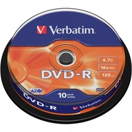 Dobré disky VERBATIM DVD-R 4,7GB Cake 10 kusov