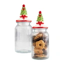 VIANOČNÁ Dóza SKLENENÁ NÁDOBA VIANOČNÝ STROMČEK 1350 ml NA COOKIES PERNÍK KÁVA