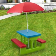 Prenosný detský záhradný stôl s dáždnikom