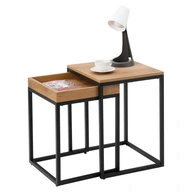 Malý konferenčný stolík nočný čierny kovový set (2 Malý konferenčný stolík nočný čierny kovový set (2