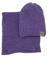 Vlnená súprava čiapky a šálu, poľský fleece, fialová
