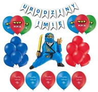 Modré NINJA Balóny Set Banner Meno k narodeninám Modré NINJA Balóny Set Banner Meno k narodeninám