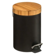 Moderný bambusový kúpeľňový kôš, čierny kov, ECO