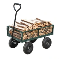Záhradný štvorkolesový vozík na palivové drevo (čierny)