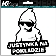 Nálepka JUSTYNKA V AUTE AUTO 18x14 farba Nálepka JUSTYNKA V AUTE AUTO 18x14 farba