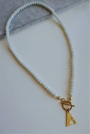 biely krištáľový náhrdelník 45cm ľubovoľné písmeno OCEL