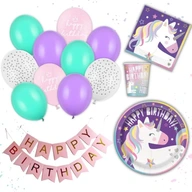 Narodeninová súprava Unicorn s tanierikmi a balónikmi Narodeninová súprava Unicorn s tanierikmi a balónikmi