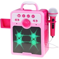 Hudobný SPEAKER ružový Boombox pre deti KARAOKE MIKROFÓN