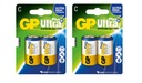 4x GP ULTRA Plus R14 C alkalická batéria, výkonná