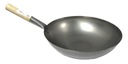 OCEL WOK 30 cm okrúhle dno s drevenou rukoväťou