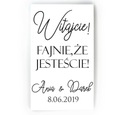 Uvítacia tabuľa na svadby a recepcie, Dobrý deň, som rada, že ste tu! 30x50