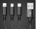 3v1 USB-C Lightning microUSB kábel 120cm NYLON