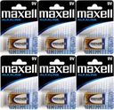 Maxell 9V 6LR61 alkalická batéria 1ks x6