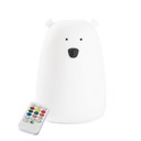 Nočná lampa s bielym medvedíkom Rabbit&Friends s diaľkovým ovládaním