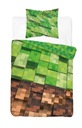 Mládežnícke detské bavlnené obliečky 140x200 Minecraft pixelov zelené