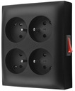 SIMON AQUACLICK Zásuvka 4x s vypínačom, čierna
